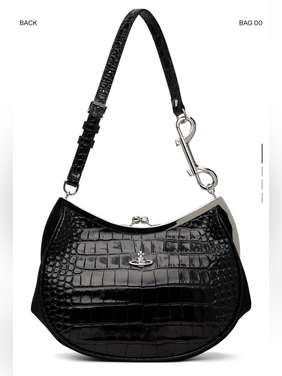 Vivienne Westwood Handbags - Vivienne Westwood Black Croc-Embossed Leather Frame Shoulder Bag